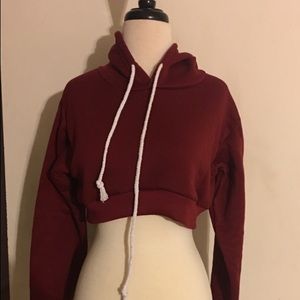 Burgundy cropped hoodie